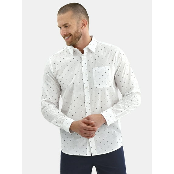 George Men's & Big Men's Long Sleeves Performance Button-Up Shirt, Sizes S-3XL