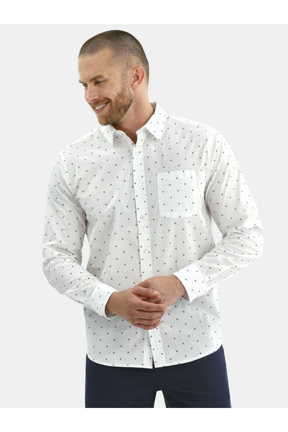 Men's & Big Men's Long Sleeves Performance Button-Up Shirt, Sizes S-3XL