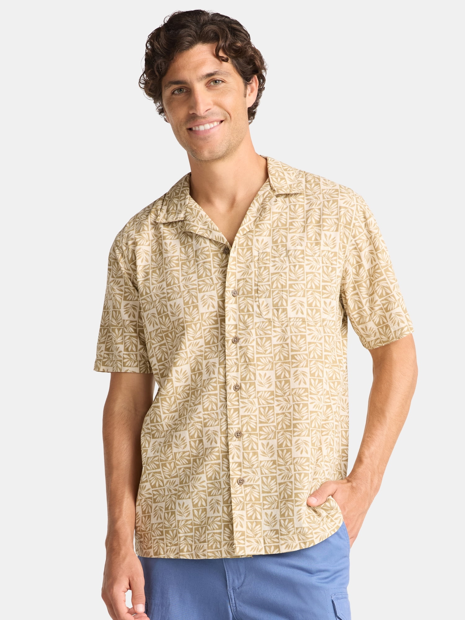 George Men's Linen-Blend Shirt, Sizes S-3XL