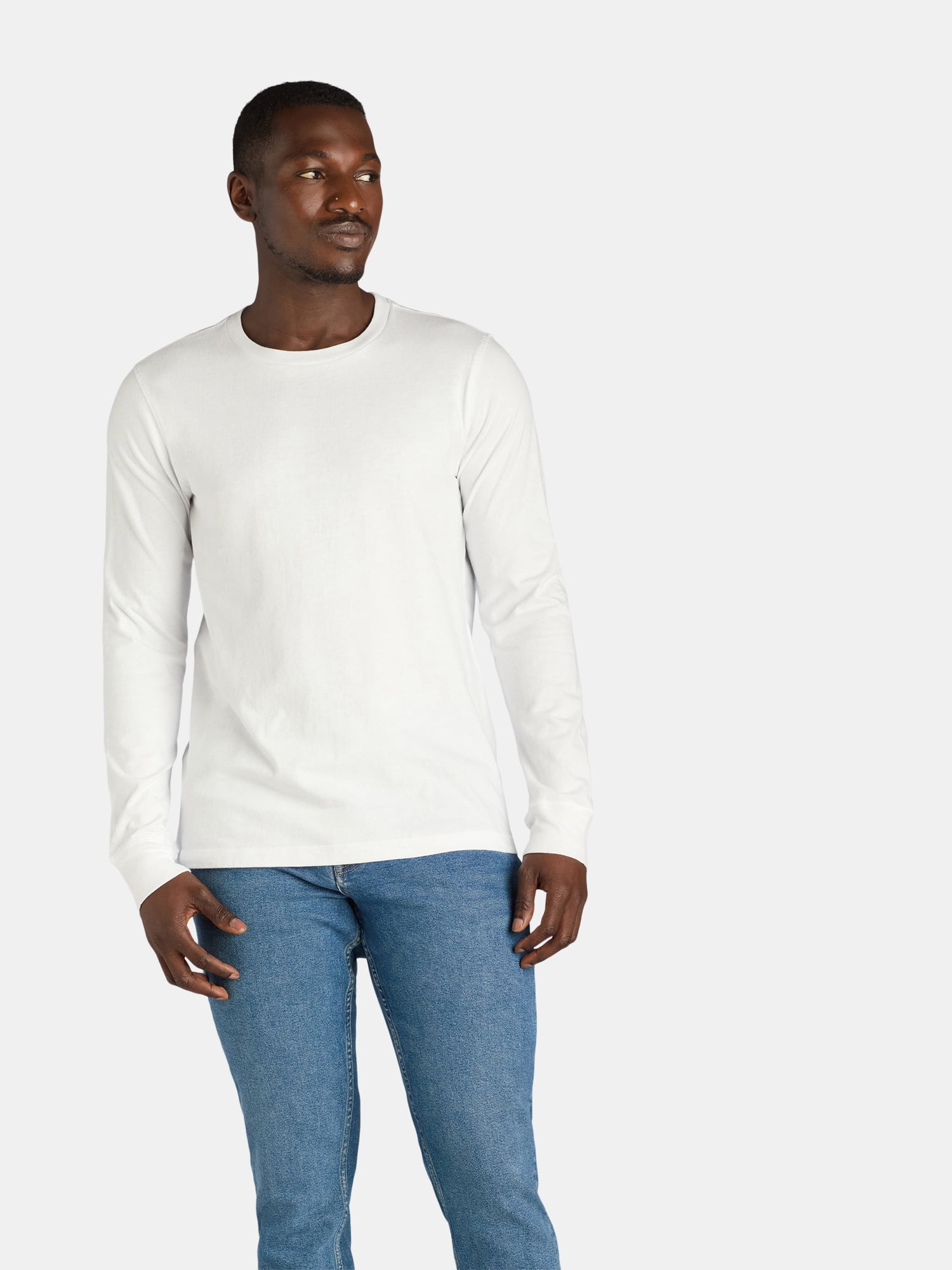 George Men's & Big Men's Crewneck T-Shirt with Long Sleeves, Size XS-3XLT