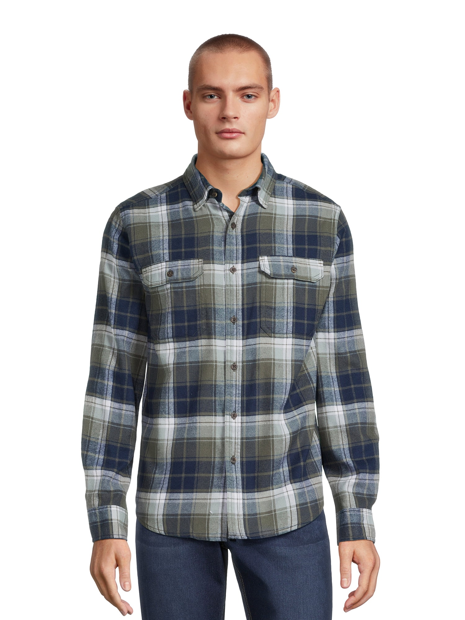 Find Your Perfect George Men's Long Sleeve Flannel Shirt, Sizes XS-3XLT ...