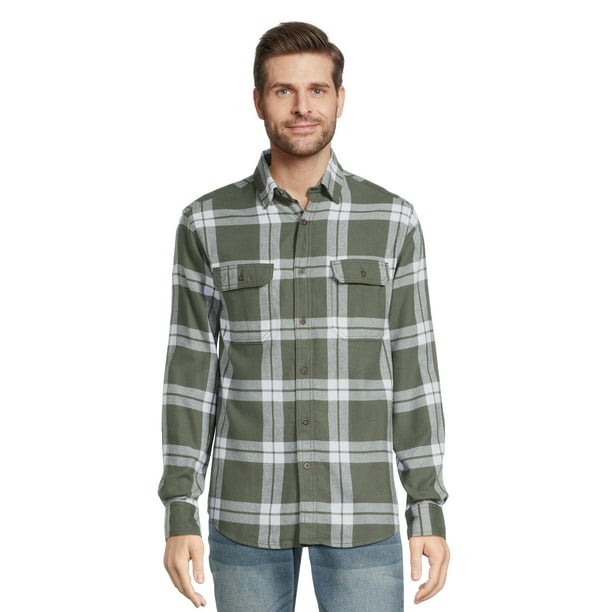 George Men's Long Sleeve Flannel Shirt, Sizes XS-3XLT - Walmart.com