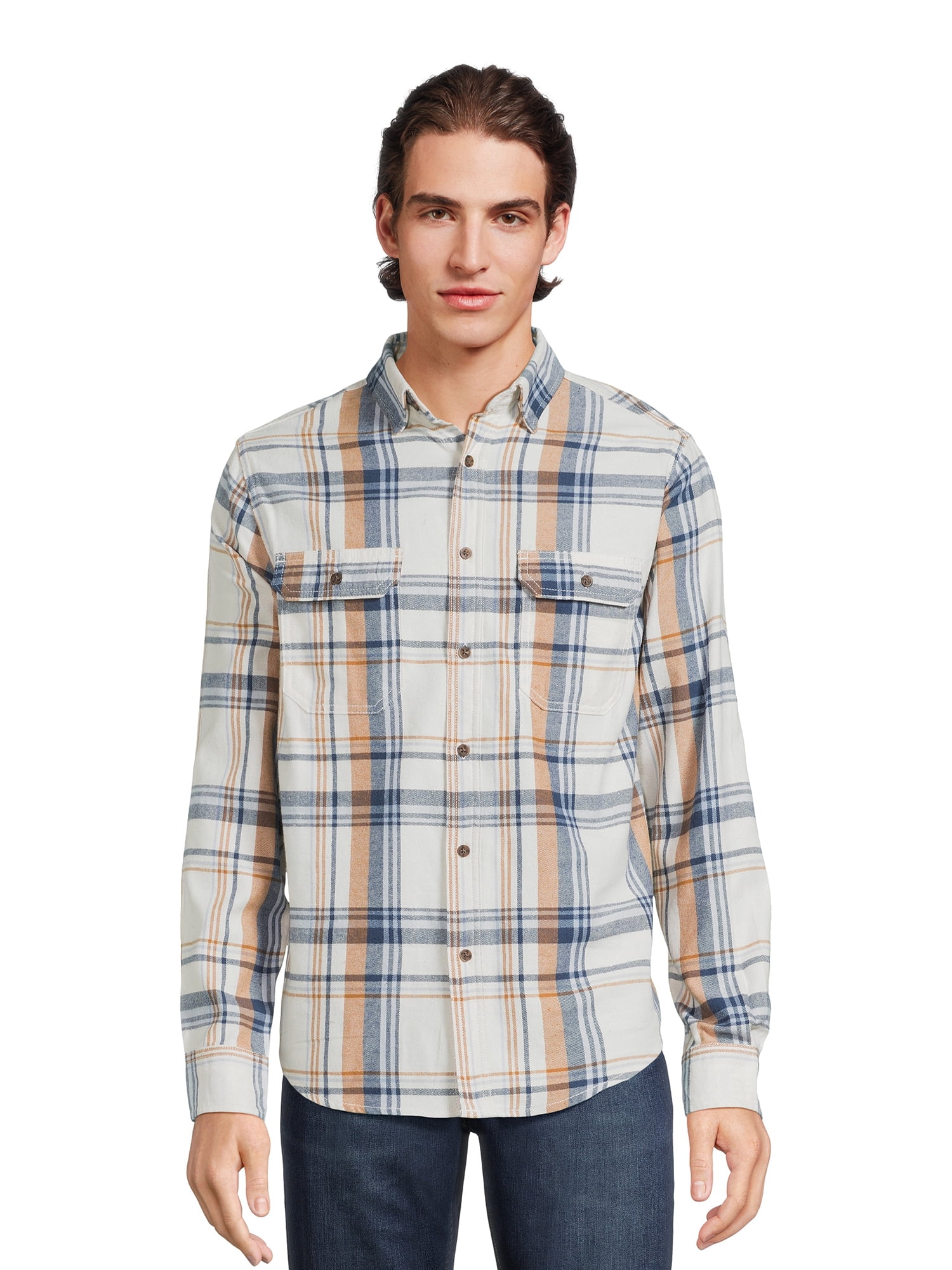 George Men's Long Sleeve Flannel Shirt, Sizes XS-3XLT - Walmart.com