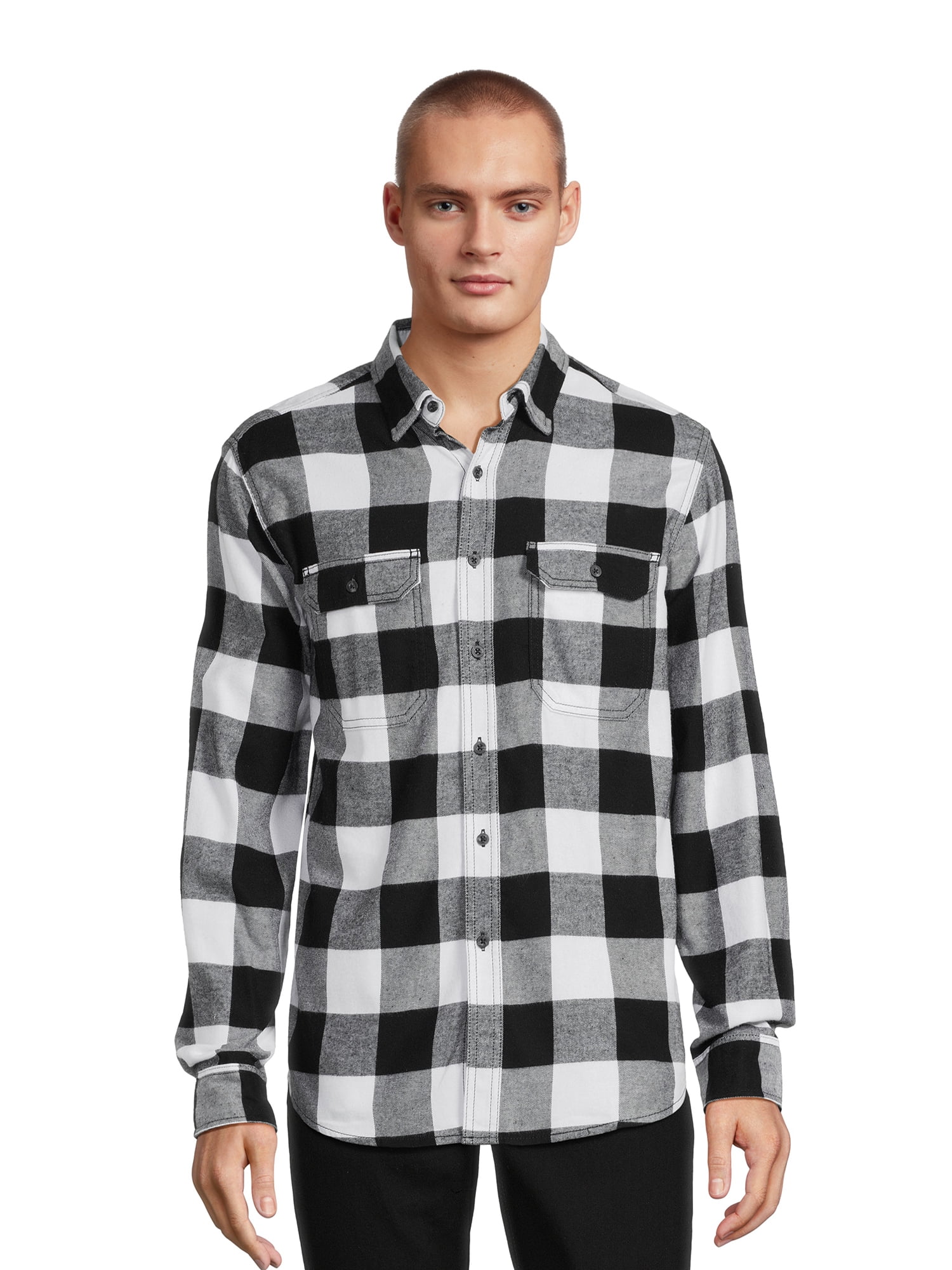 George Men's Long Sleeve Flannel Shirt, Sizes XS-3XLT - Walmart.com