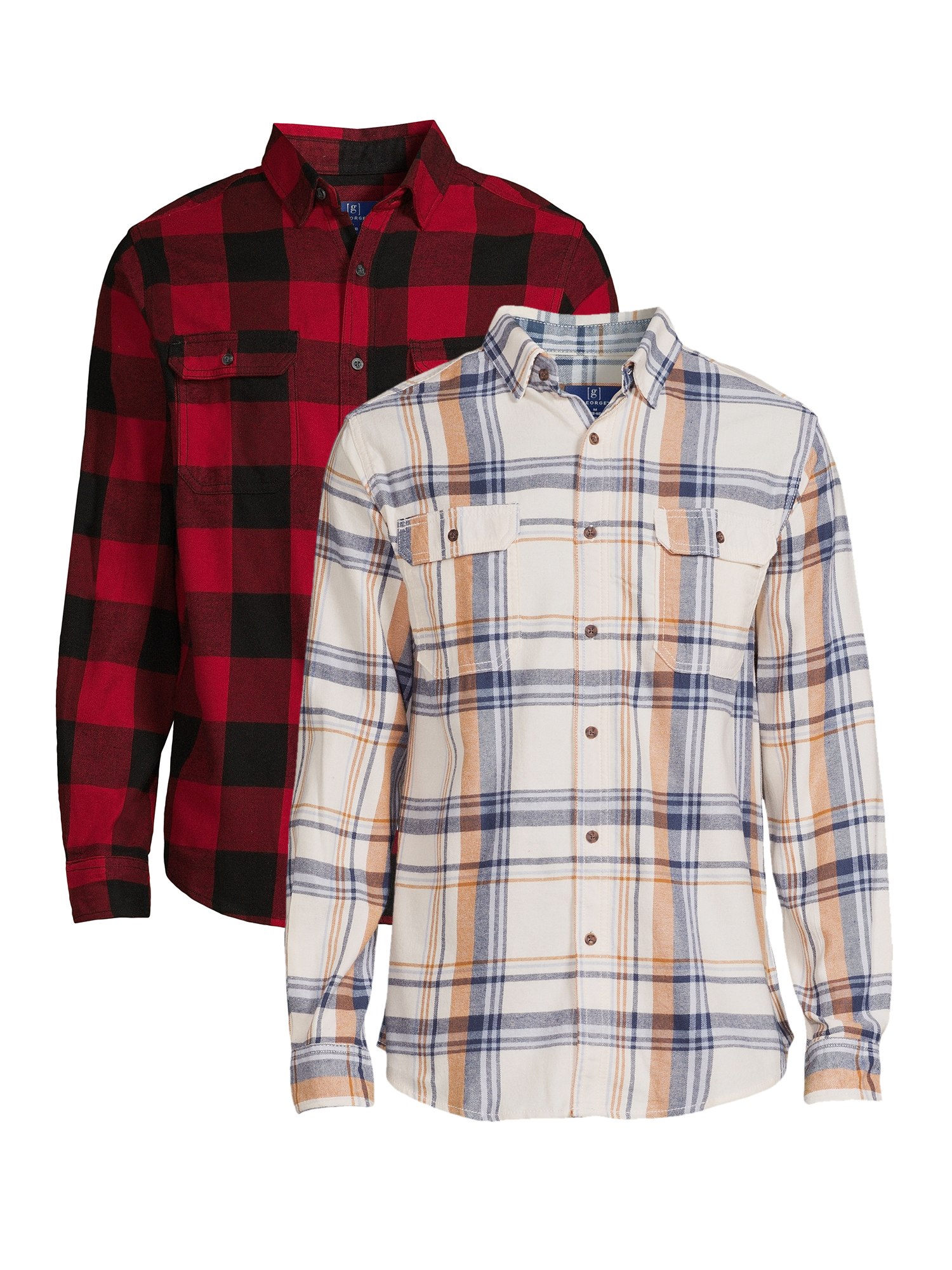 George Men's Long Sleeve Flannel Shirts, 2-Pack, Sizes S-2XL - image 1 of 5