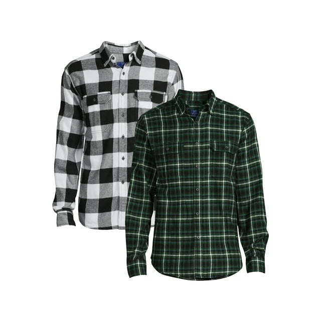 George Mens Long Sleeve Flannel Shirts 2 Pack Sizes S 2xl