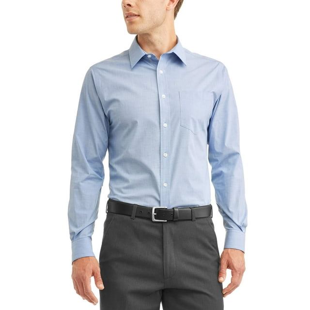 George Men's Long Sleeve Performance Dress Shirt, Up to 3XL - Walmart.com