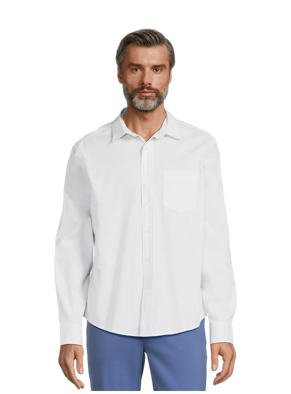 George Men's Long Sleeve Poplin Button-Up Shirt