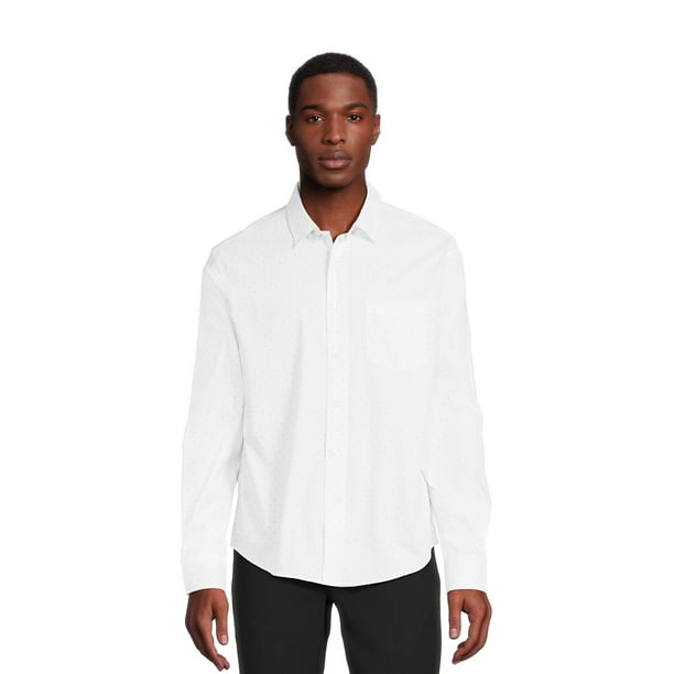 Hanes White Button Up Shirt Walmart Van Heusen Men's Regular Fit Point  Collar Poplin Dress Shirt