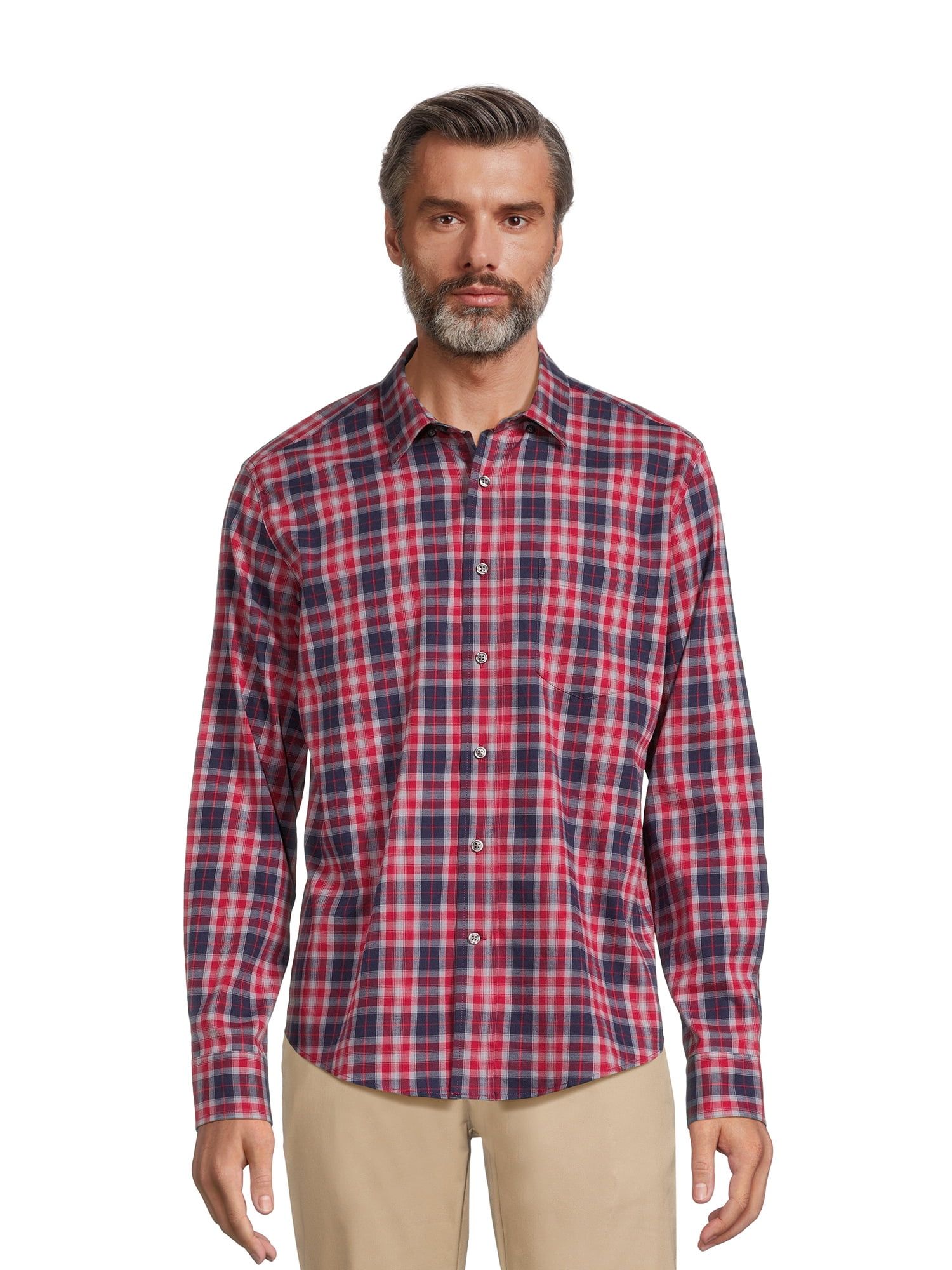 George Men's Long Sleeve Poplin Button-Up Shirt 
