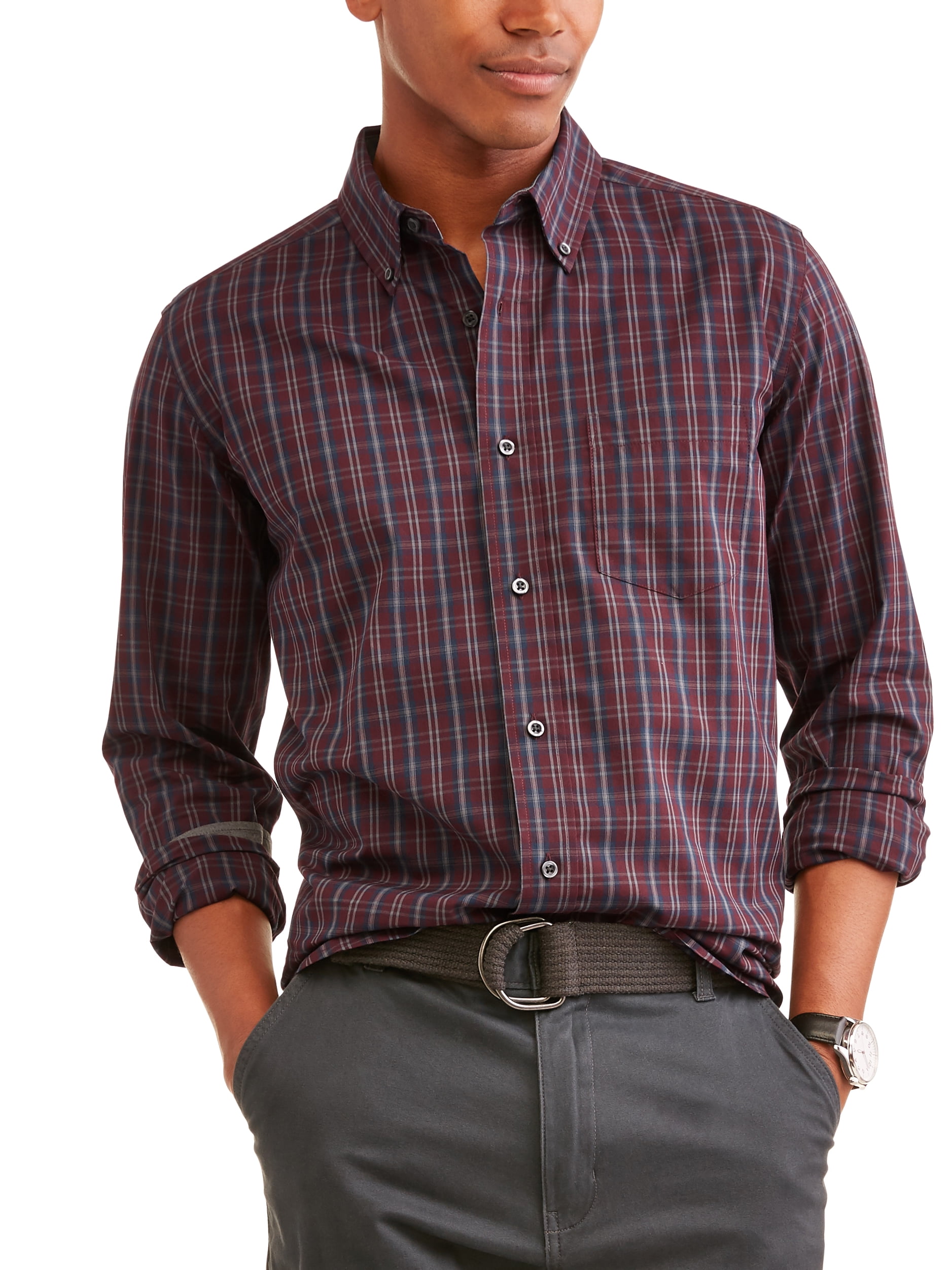 Men's Long Sleeve Stretch Poplin Shirt, Up to Size 5XL