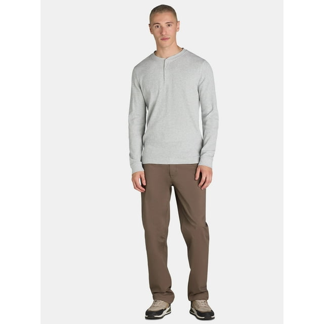 George Men’s & Big Men’s Thermal Henley Shirt with Long Sleeves, Sizes XS-3XLT