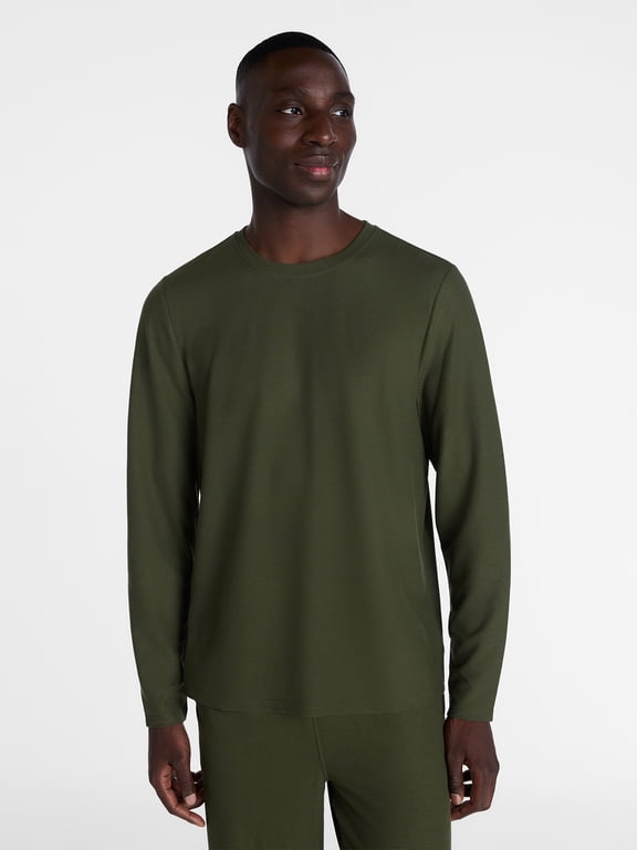 Men's Waffle Knit Long-Sleeve Sleep Tee, Sizes XS-3XL