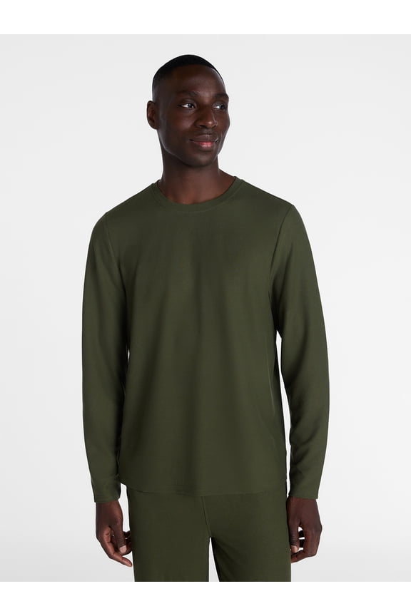 Men's Waffle Knit Sleep Tee with Long Sleeves, Sizes XS-3XL