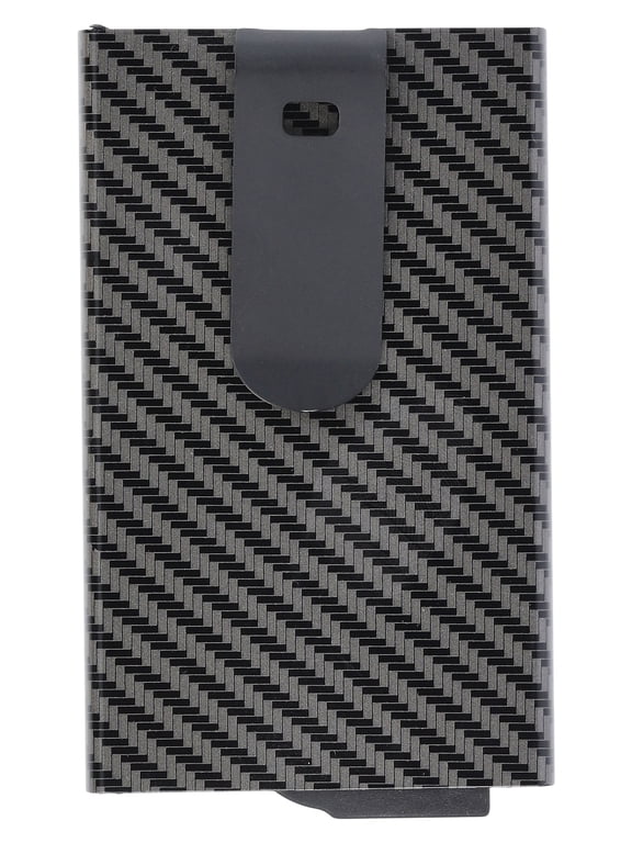 Men's Metal Card Holder with Money Clip, Black