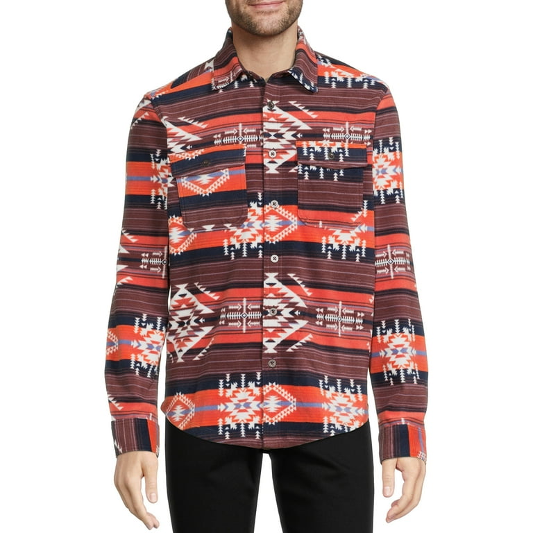 George Men s Microfleece Button Up Shirt Walmart