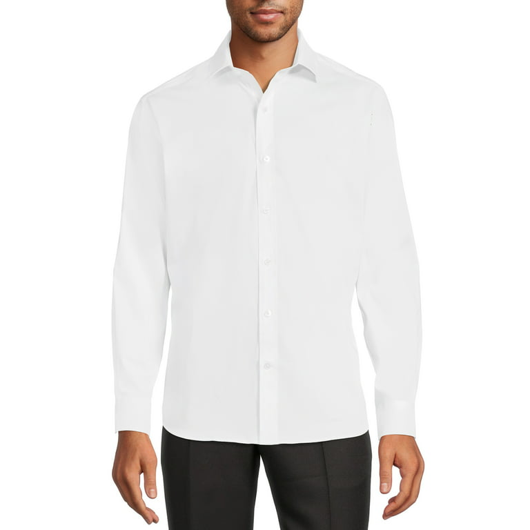 SLIM FIT Cover Shirt in white plain, white, long sleeve, 42