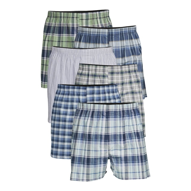 George Men's Moisture-Wicking Stretch Woven Boxers, 6-Pack, Sizes S-3XL