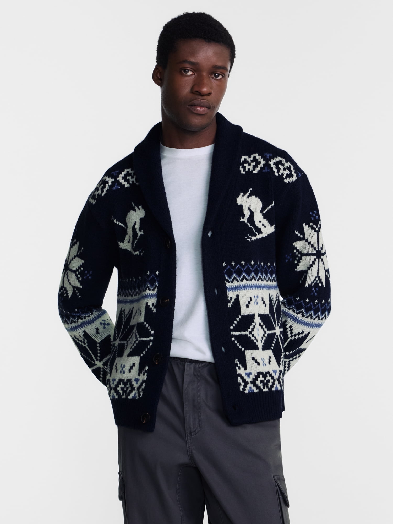George Men's Novelty Shawl Collar Cardigan, Midweight, Sizes S-3XL