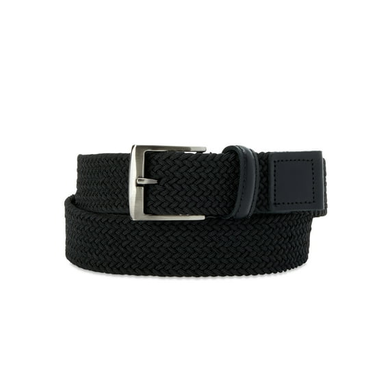 George Men's PU Split Leather Stretch Belt, Black, 38