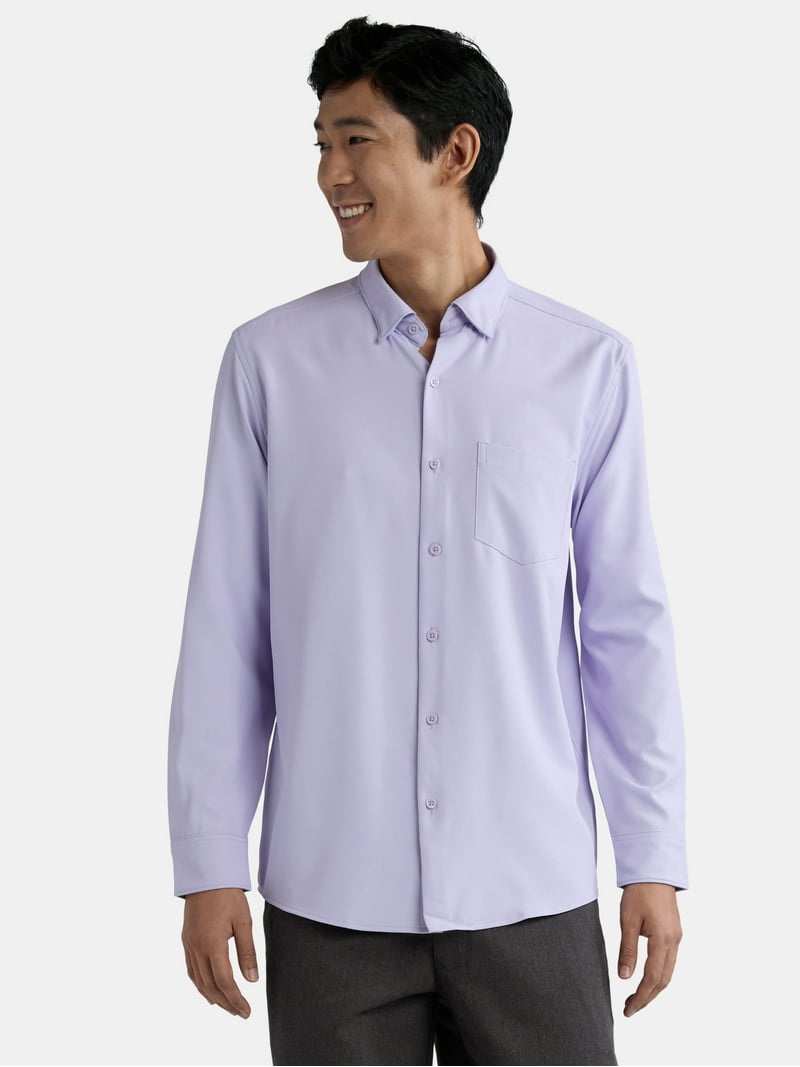 mens 3xl dress shirt George Men's Performance Dress Shirt with Long Sleeves, Stretch Fabric,  Moisture-Wicking, Button Collar, Sizes S-3XL