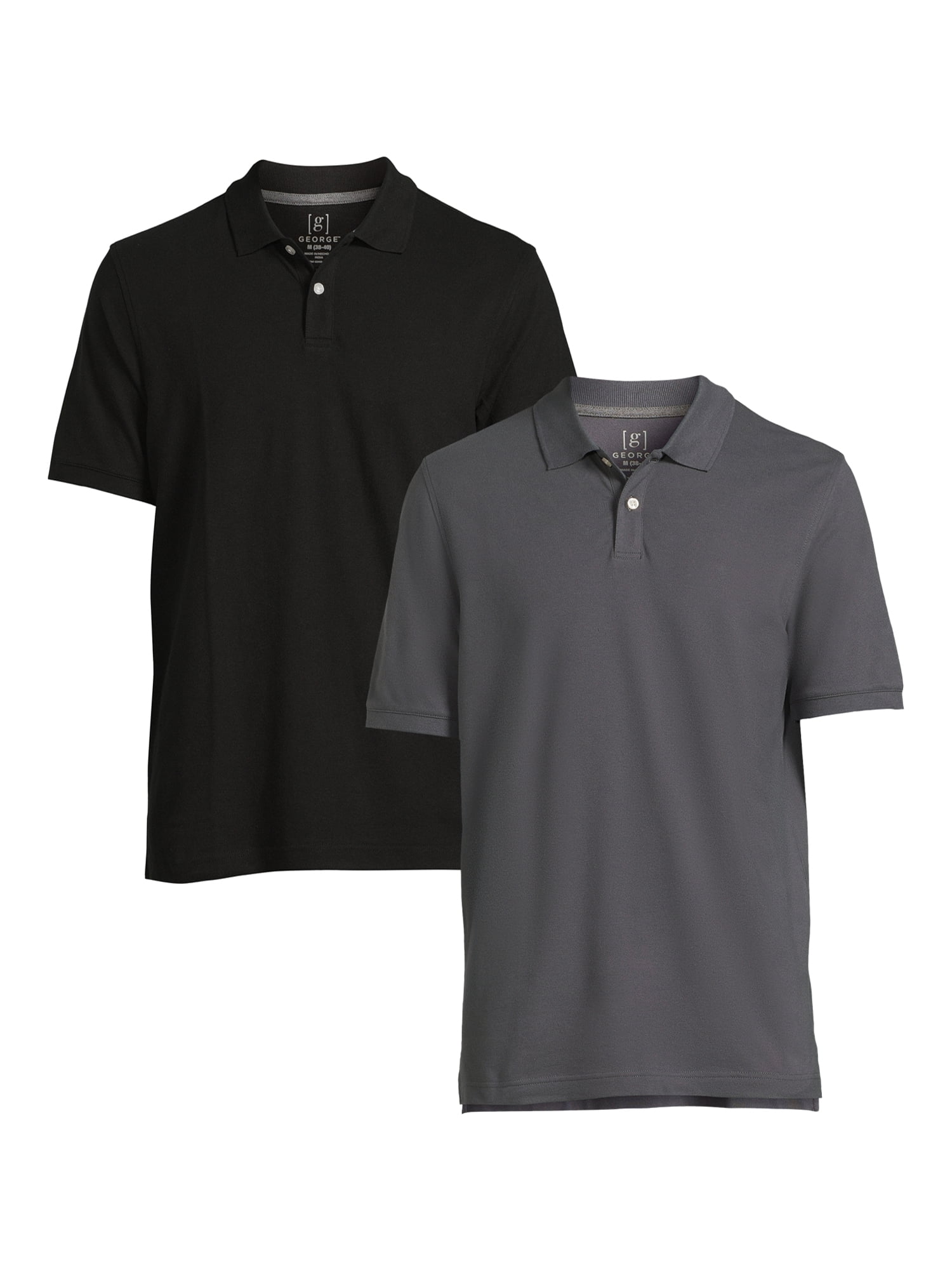 Men's Pique Polo Shirts with Short Sleeves, 2 pack, Sizes S3XL