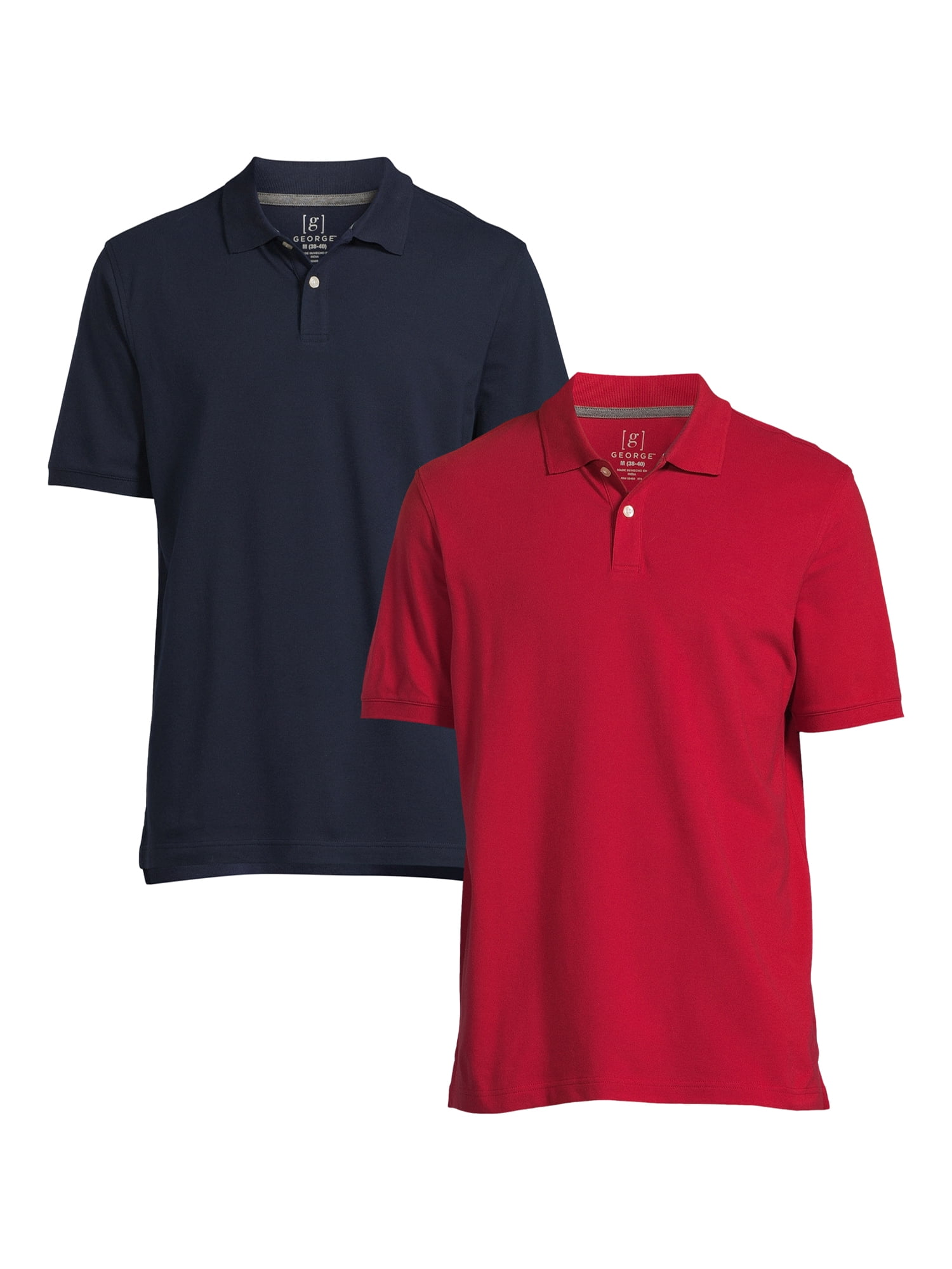 Men's Pique Polo Shirts with Short Sleeves, 2 pack, Sizes S3XL