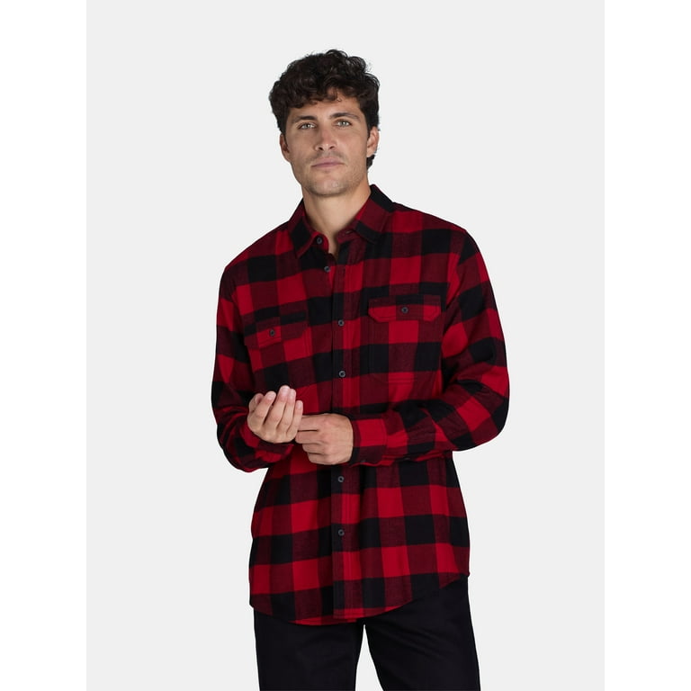 George Men s and Big Men s Flannel Shirt with Long Sleeves Sizes Xs 3xlt