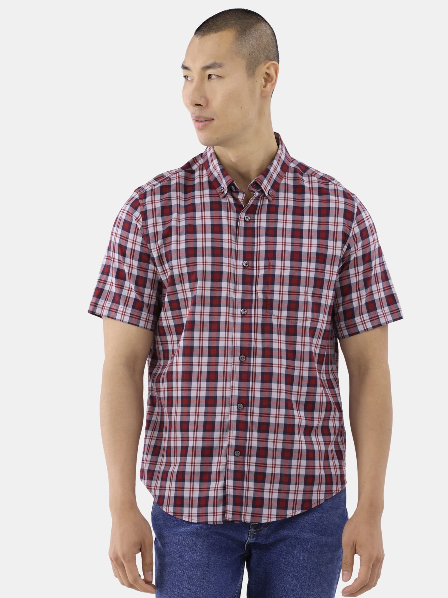 Arrow Men s Hamilton Poplin Wrinkle Free Short Sleeve Shirt Walmart