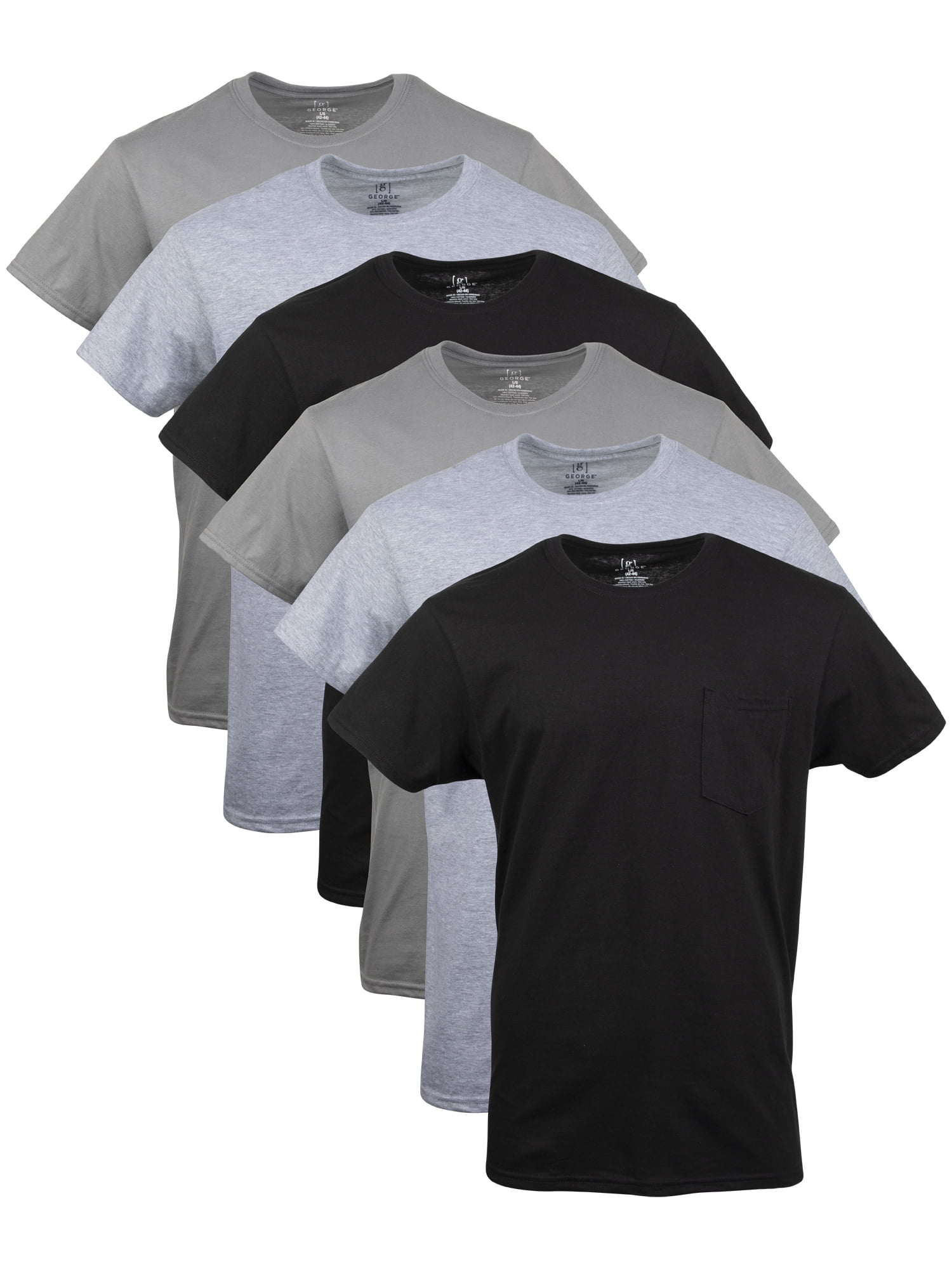 George Men's Pocket T-Shirts, 6-Pack - Walmart.com