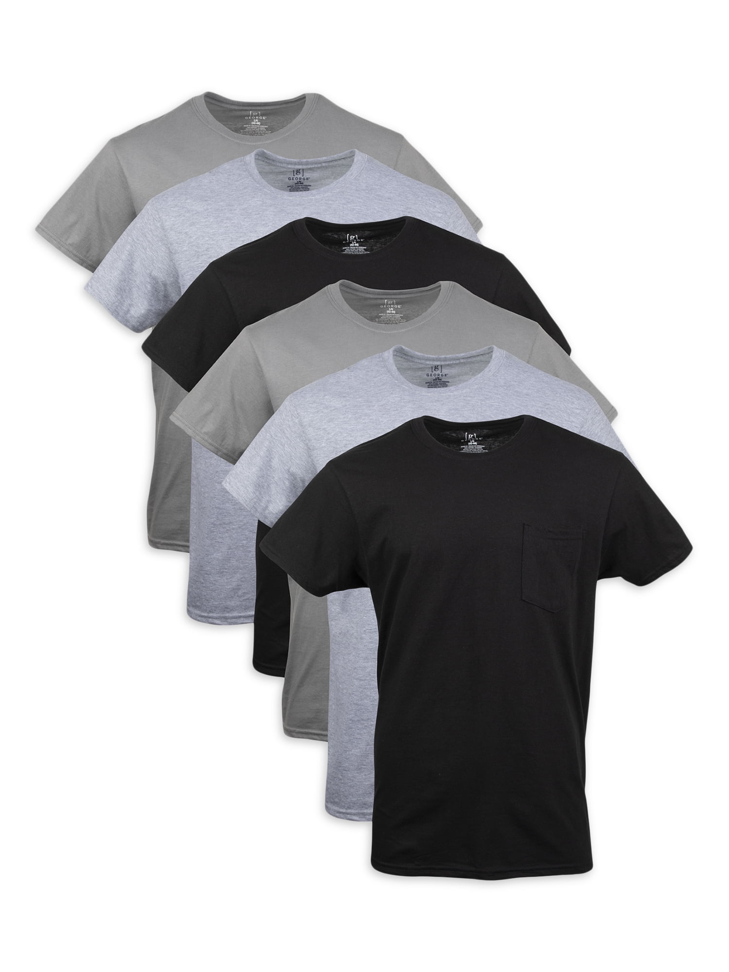 9 Pack of Mens Cotton Slub Pocket Tees Tshirt, T-Shirts in Bulk