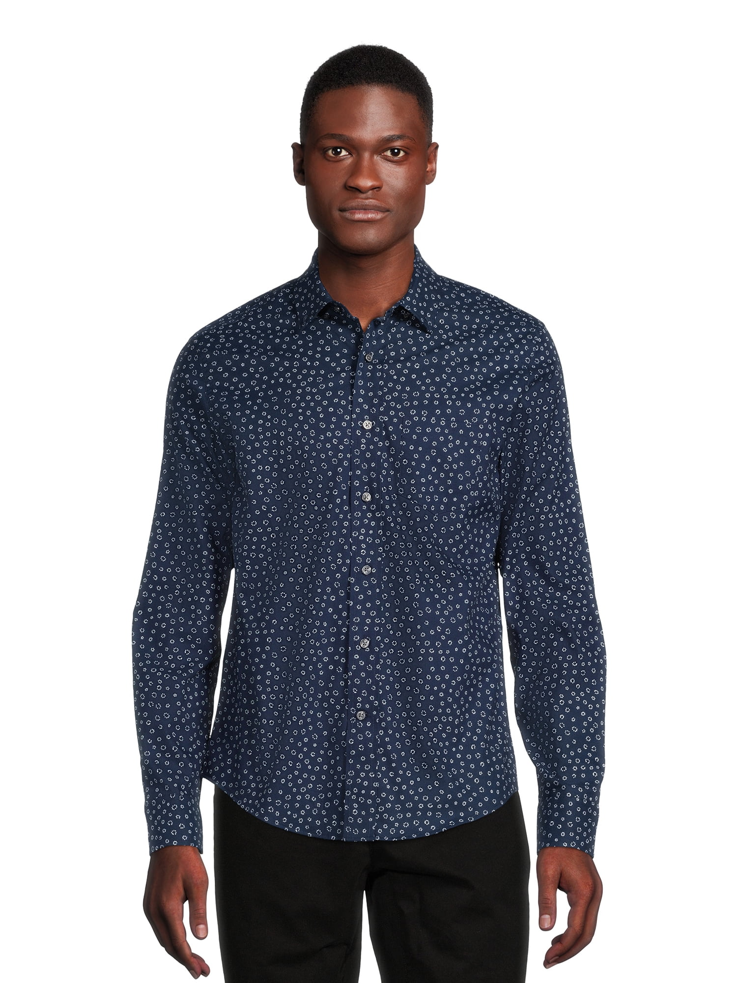 George Men's Poplin Shirt with Long Sleeves - Walmart.com