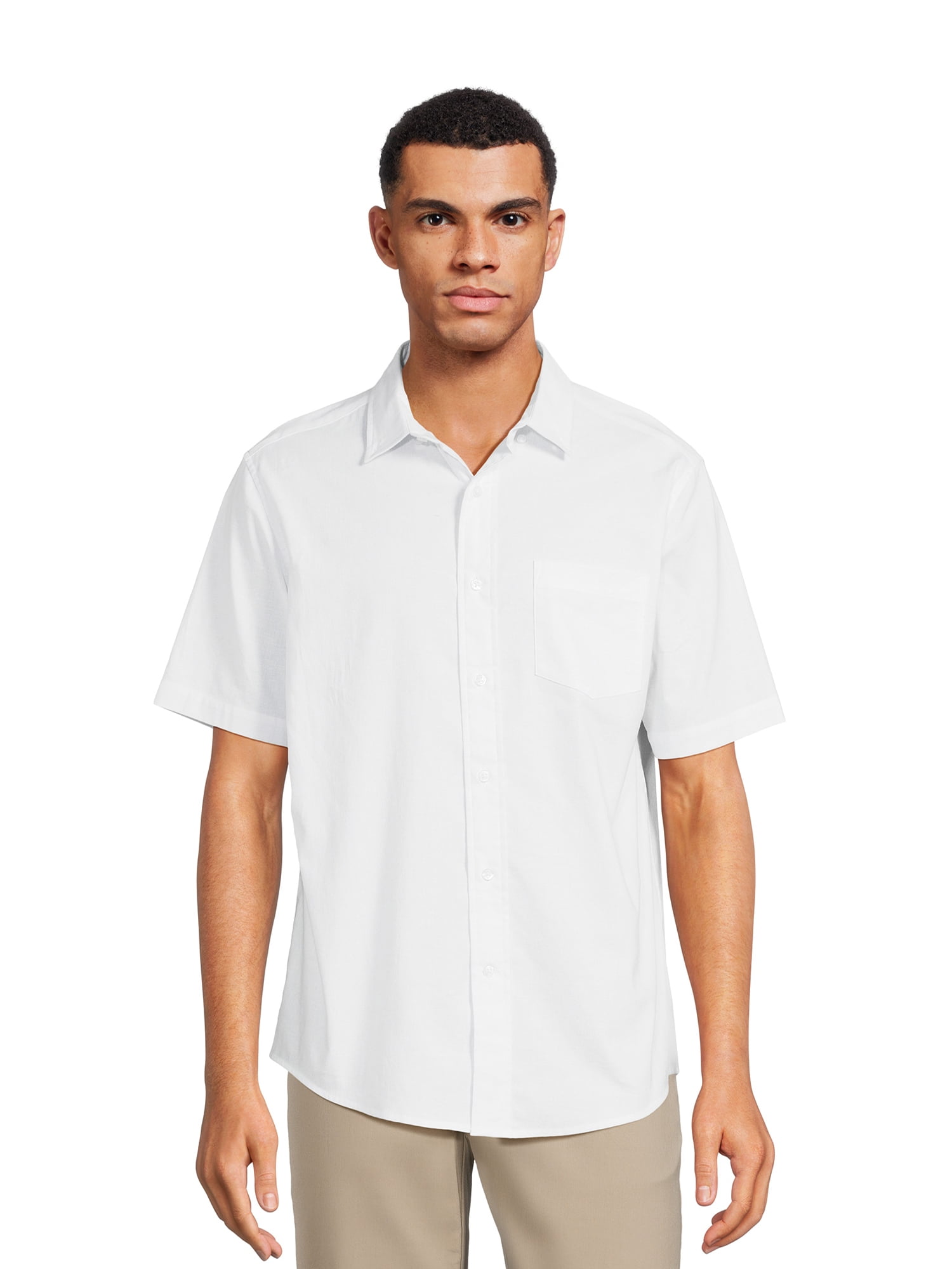 George Men’s Poplin Shirt with Short Sleeves, Sizes S-3XL - Walmart.com