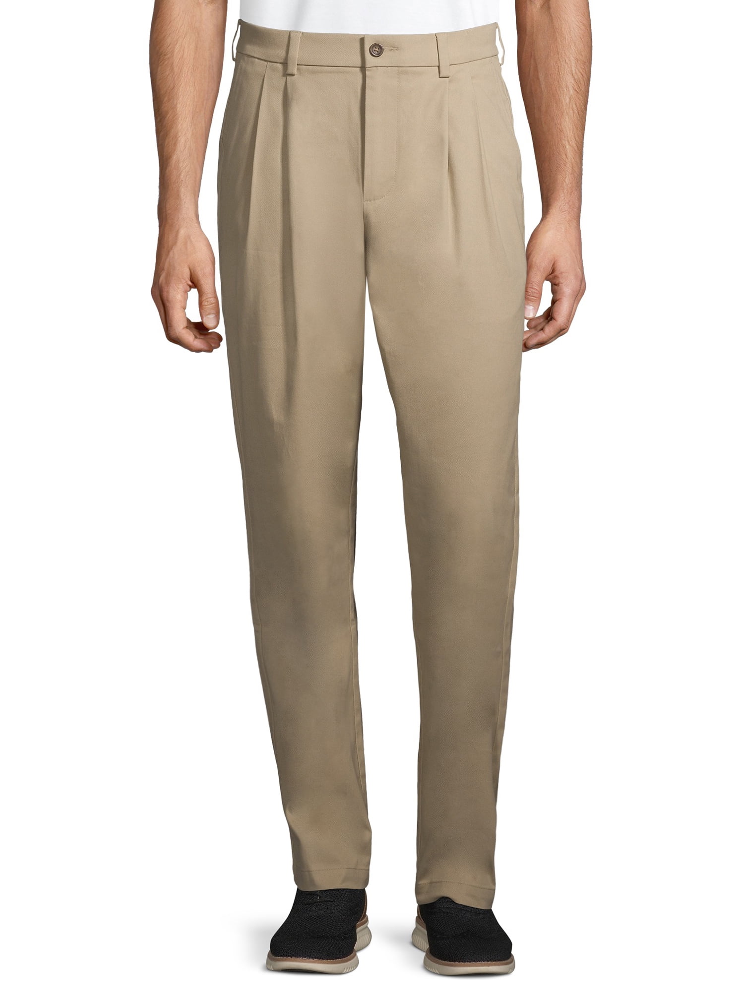 George Men's Premium Pleated Regular Fit Khaki Pants - Walmart.com