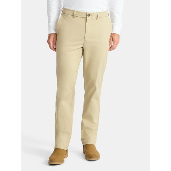 George Men's and Big Men’s Premium Straight Leg Khaki Pants, Waist Sizes 30-54