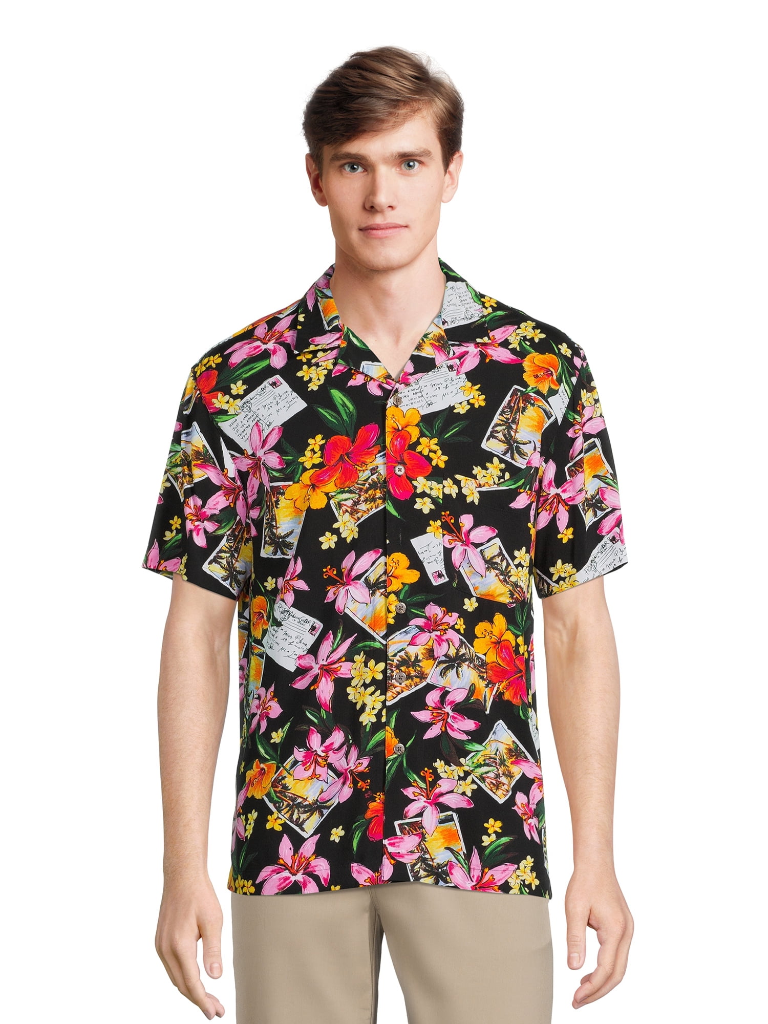 George Men’s Printed Short Sleeve Button Down Shirt