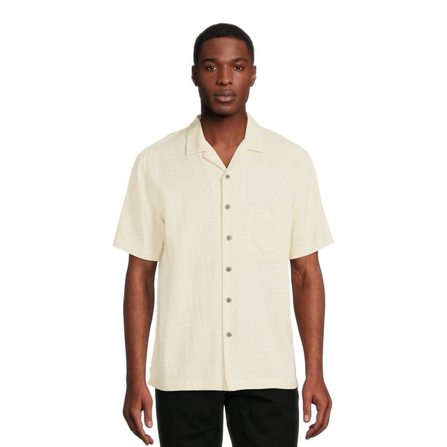 George Men’s Printed Short Sleeve Button Down Shirt - Walmart.com