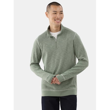 George Men's Quarter Zip Pullover with Long Sleeves, Sizes S-3XL