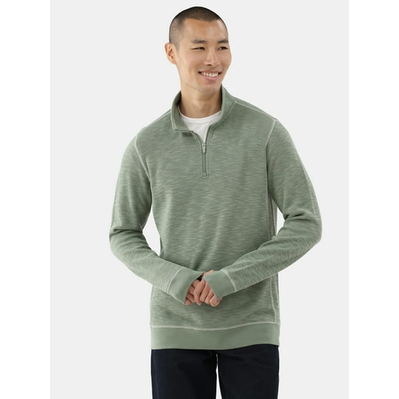 George Men's Quarter Zip Pullover with Long Sleeves, Sizes S-3XL