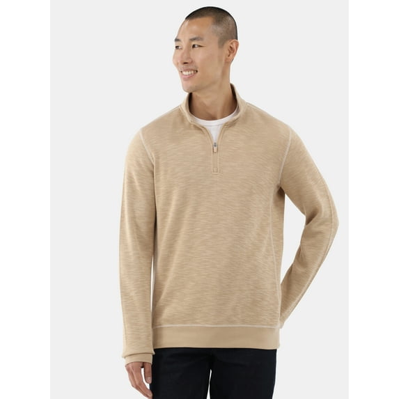George Men's Quarter Zip Pullover with Long Sleeves, Sizes S-3XL