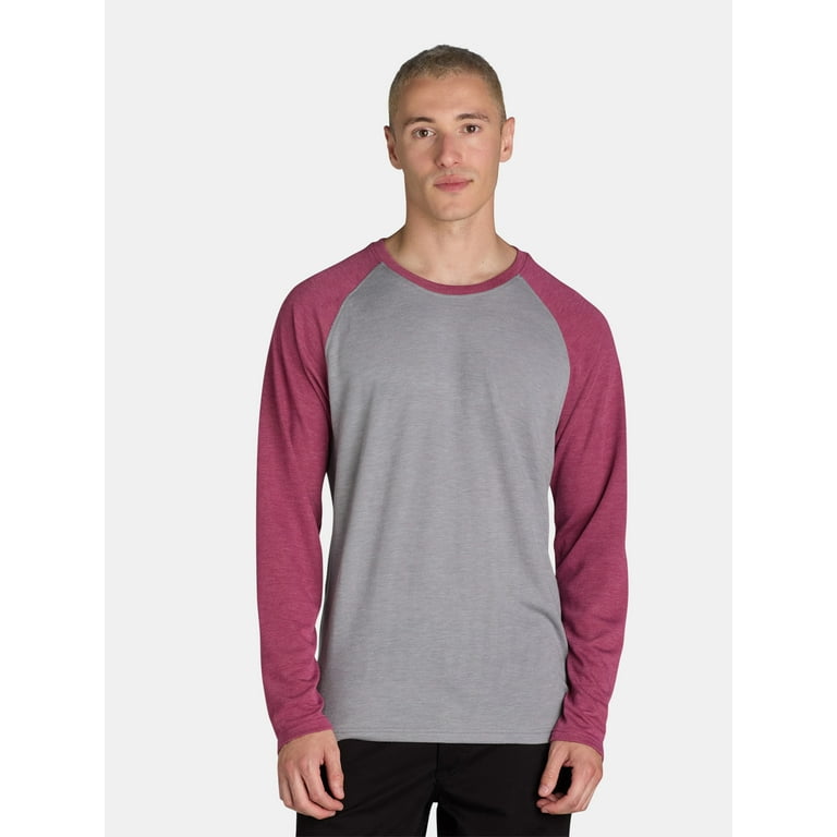 George Men s and Big Men s Raglan Crewneck Tee with Long Sleeves Sizes S 3XL Walmart