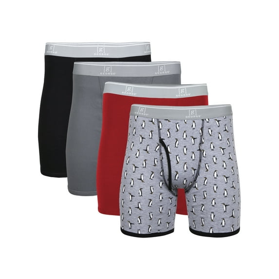 George Men's Regular Leg Boxer Briefs, 4-Pack, Sizes S- XL