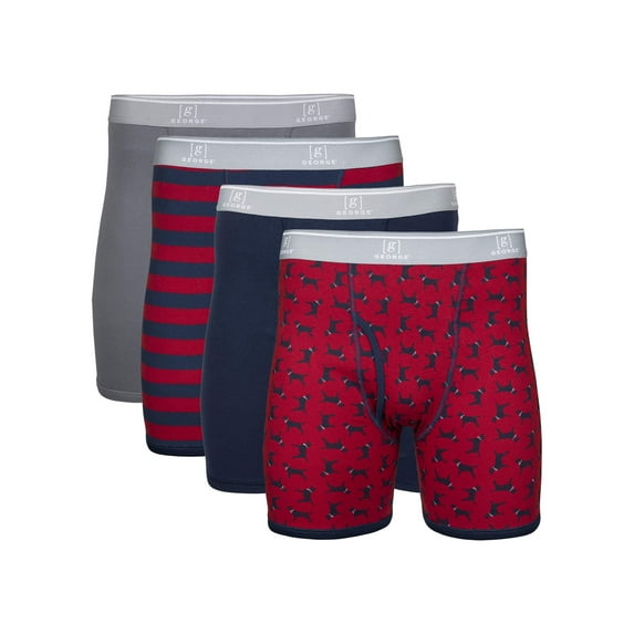 George Men's Regular Leg Boxer Briefs, 4-Pack, Sizes S- XL