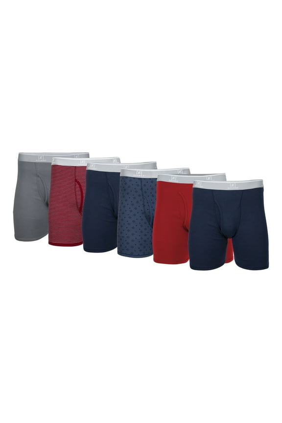 Men's Regular Leg Boxer Briefs, 6-Pack