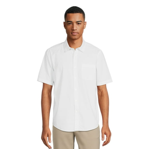George Men's Seersucker Button Up Shirt with Short Sleeves