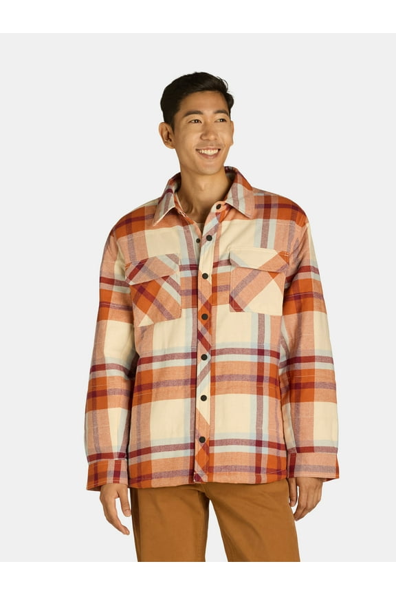 Men's & Big Men's Fleece Lined Flannel Shirt Jacket, Sizes S-3XL
