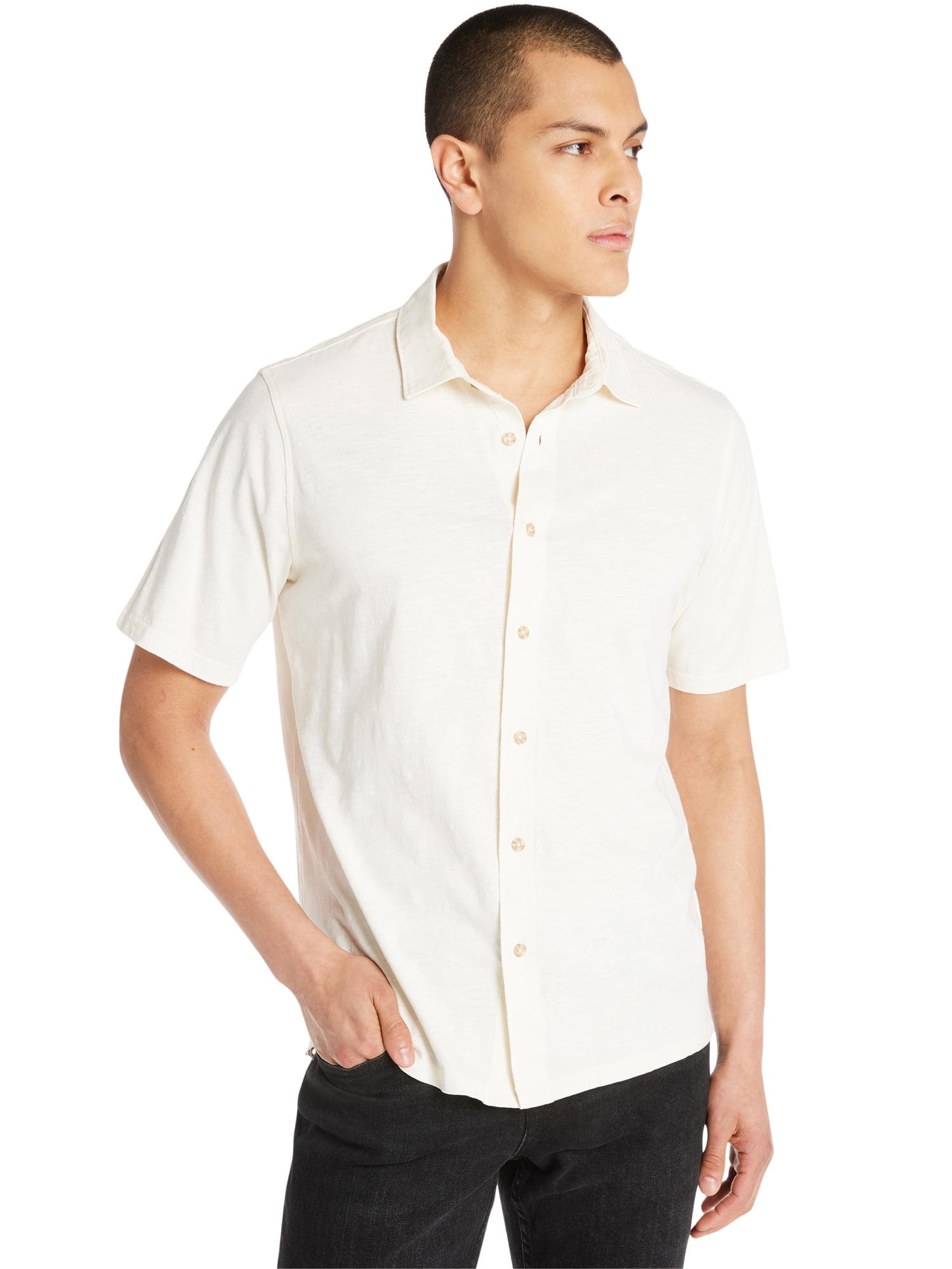 Men's Short Sleeve Knit Button Down Shirt