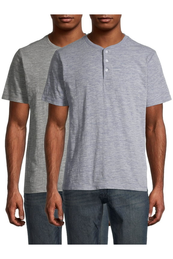 Men's Short Sleeve Textured Henley - 2 Pack