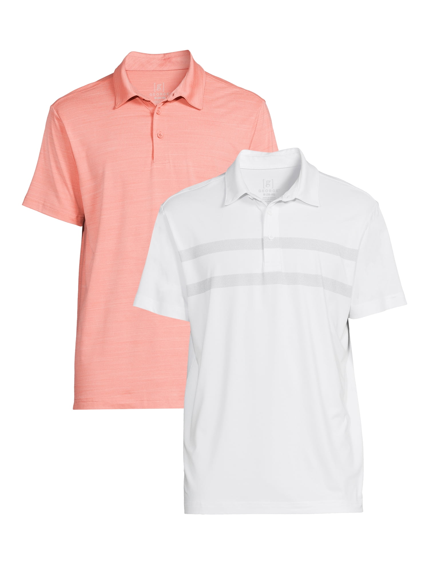 Men's Short Sleeve Textured Polo Shirt, 2Pack