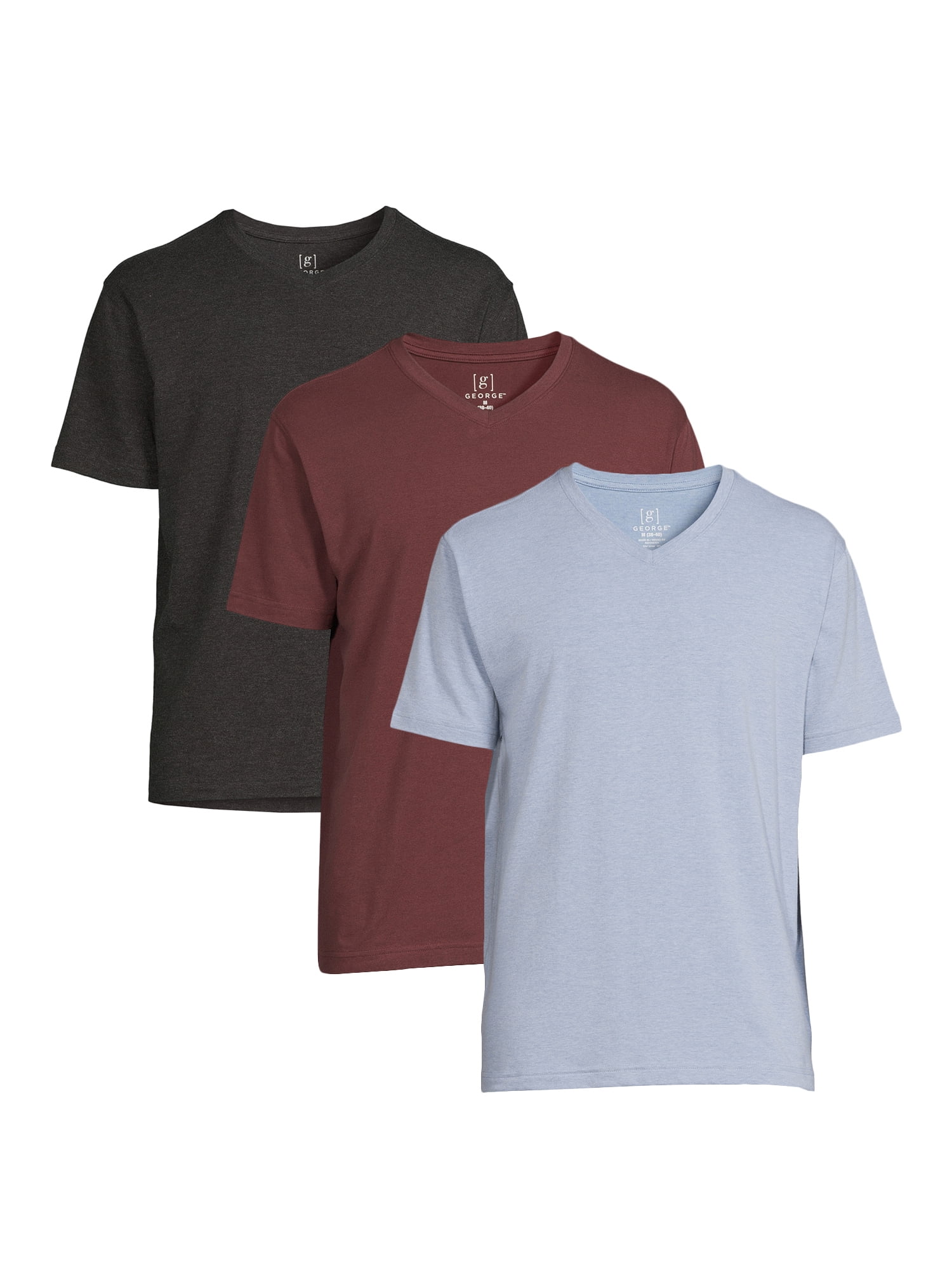 George Men s Short Sleeve V Neck Tee 3 Pack Walmart